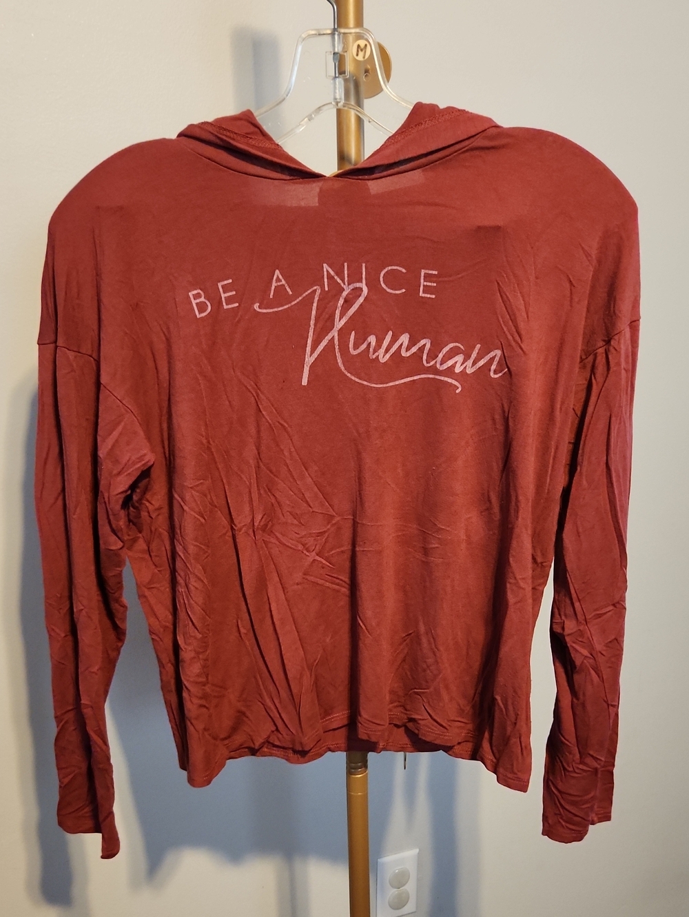 Be A Nice Human Rust Red Hooded Top
